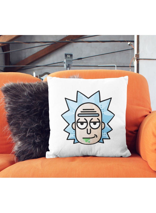 ليت وسادة زينة بطبعة رمز الوجه من مسلسل "Rick And Morty" بتصميم بسيط متوفر بألوان أبيض/ أزرق/ أخضر 16x16بوصة - Image 2