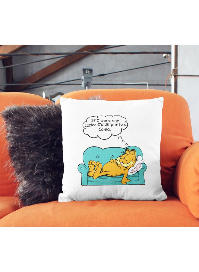 ليت وسادة زينة بنمط اقتباس عن حب النوم والكسل أبيض/ وردي/ أصفر 16x16بوصة - Image 2