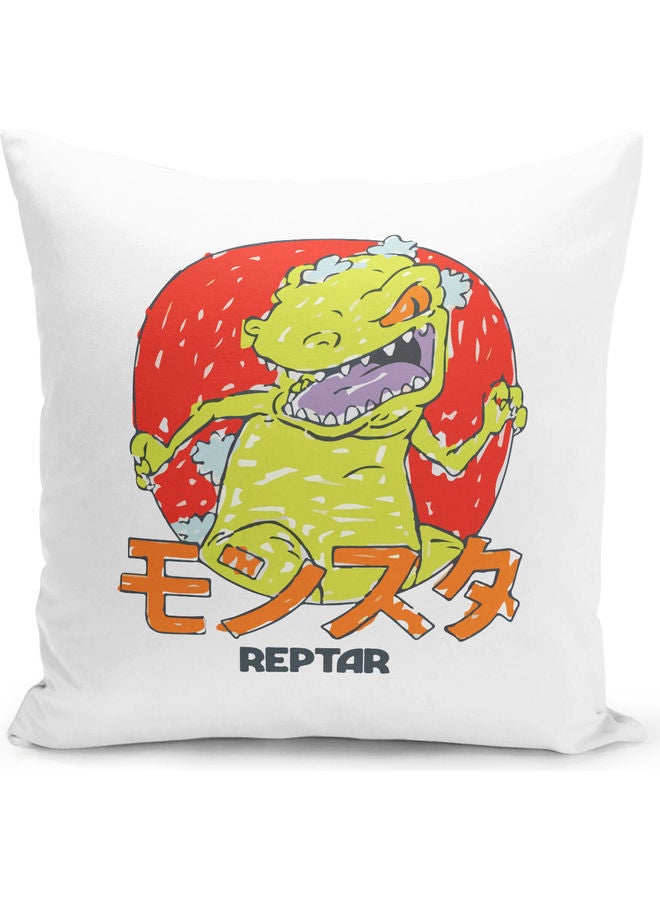 ليت وسادة زينة بطبعة جودزيلا الياباني بنمط ريبتار من مسلسل "Rugrats" أبيض/أرجواني/أخضر 16x16بوصة - Image 1