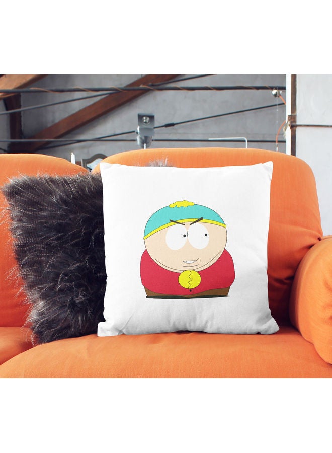 LIT - Cunning Eric Cartman  Funny South Park  Themed Throw Pillow White/Black/Red 16x16inch - Image 1