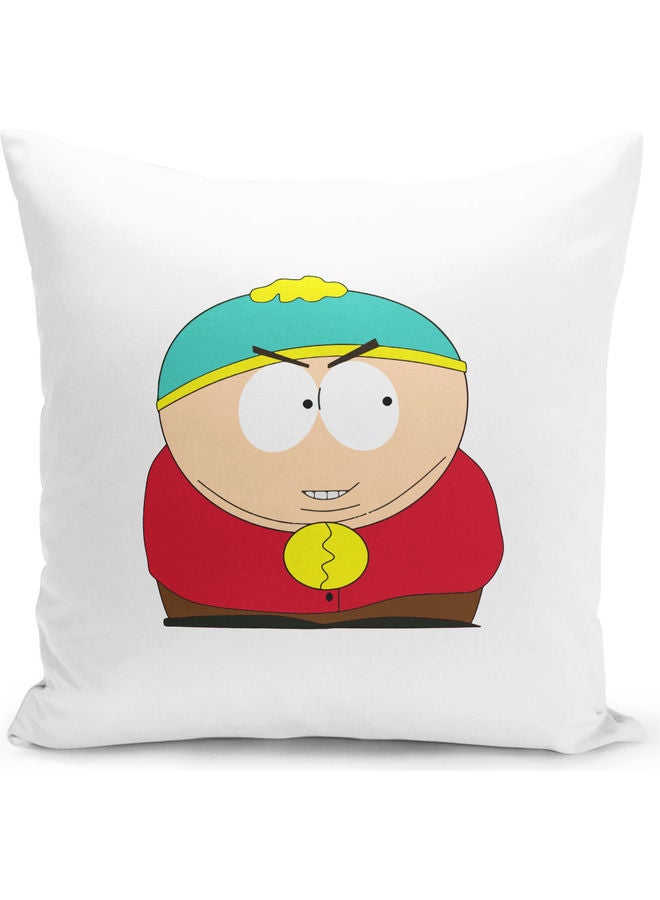 LIT - Cunning Eric Cartman  Funny South Park  Themed Throw Pillow White/Black/Red 16x16inch - Image 1