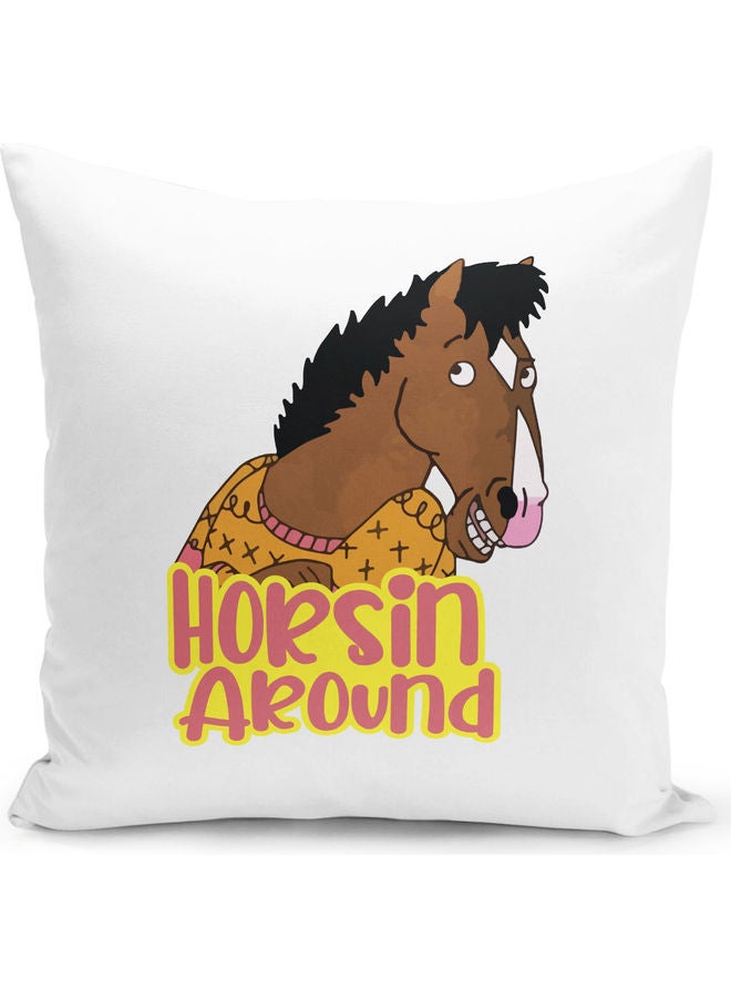 ليت وسادة زينة مطبوع عليها عبارة مقتبسة لشخصية هورسمان من مسلسل "Bajack Horseman" أبيض/ أسود/ وردي 16x16بوصة - Image 1