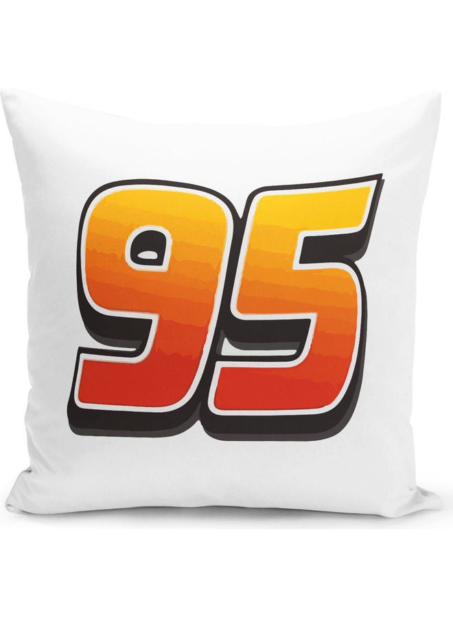 LIT Lighting McQueen Decal 95 Themed Throw Pillow White/Black/Orange 16x16inch - Image 1