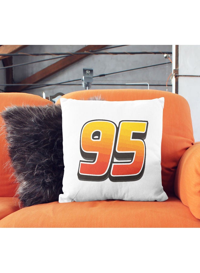 LIT Lighting McQueen Decal 95 Themed Throw Pillow White/Black/Orange 16x16inch - Image 2