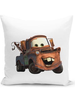 LIT Mater Lighting McQueen Cars Themed Throw Pillow White/Black/Brown 16x16inch  - Image 1