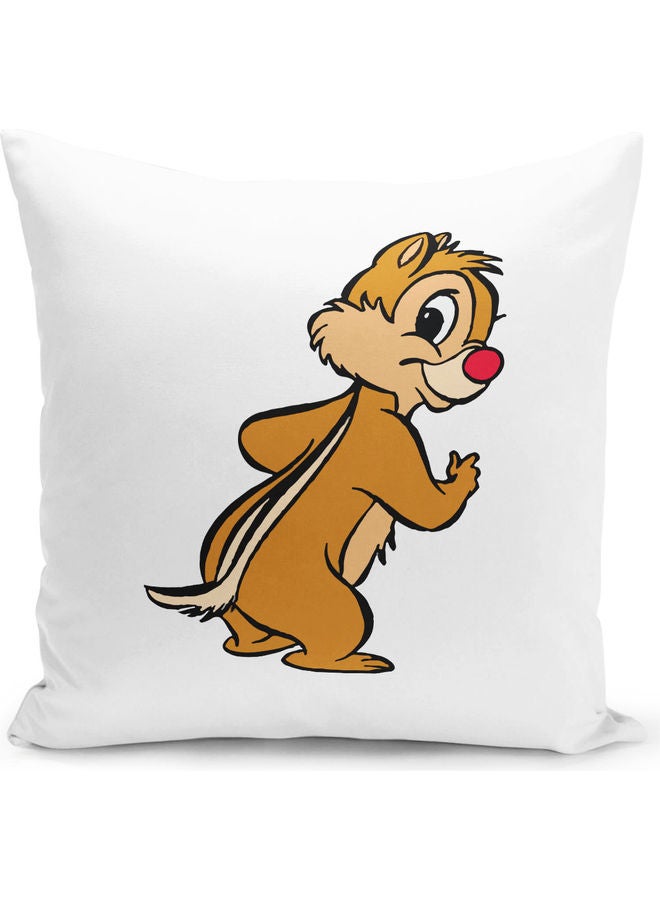 ليت وسادة زينة بطبعة رسومات كرتونية على شكل السنجابين تشيب وديل أبيض/أحمر/أصفر 16x16بوصة - Image 1