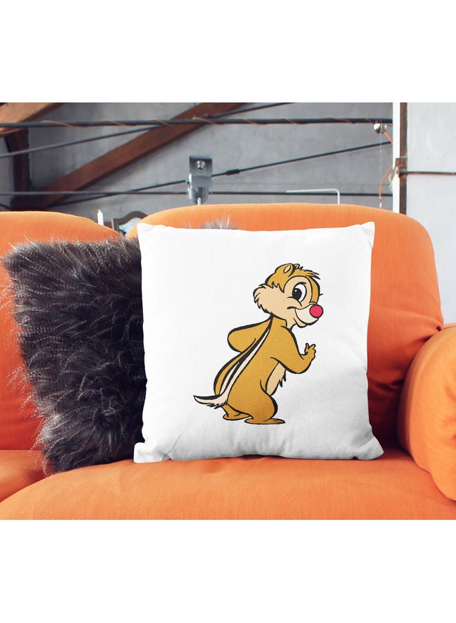 ليت وسادة زينة بطبعة رسومات كرتونية على شكل السنجابين تشيب وديل أبيض/أحمر/أصفر 16x16بوصة - Image 2