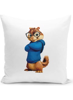 LIT Simon Sivelle Chipmunk Themed Throw Pillow White/Black/Blue 16x16inch  - Image 1