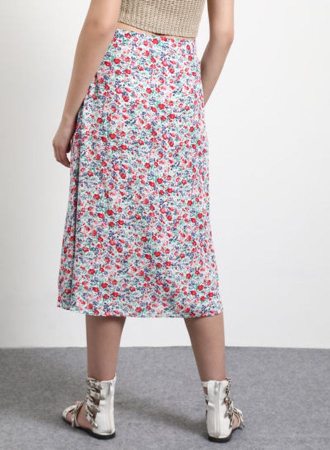 DRIP - Floral Printed Midi Skirt Multicolour - Image 1