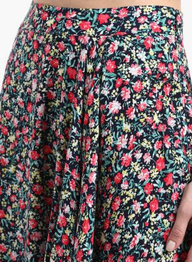 DRIP - Plated Detail Floral Print Midi Skirt Multicolour - Image 1