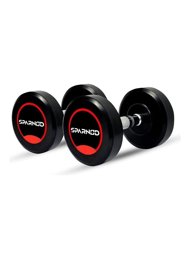 Sparnod Fitness SDR-50_PAIR Round Rubber Coated Dumbbells With Metal Handle For Strength Training And Body Workout 100kg - Image 1