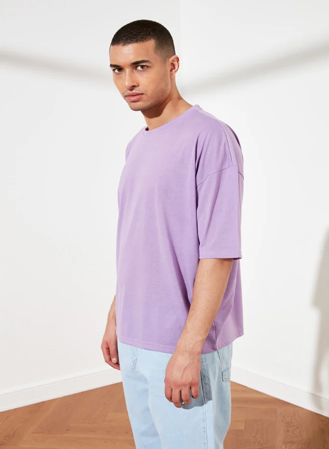 trendyol Oversized Round Neck T-Shirt Purple
