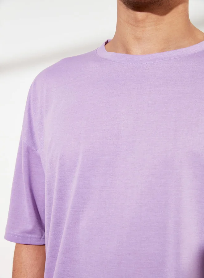 trendyol Oversized Round Neck T-Shirt Purple