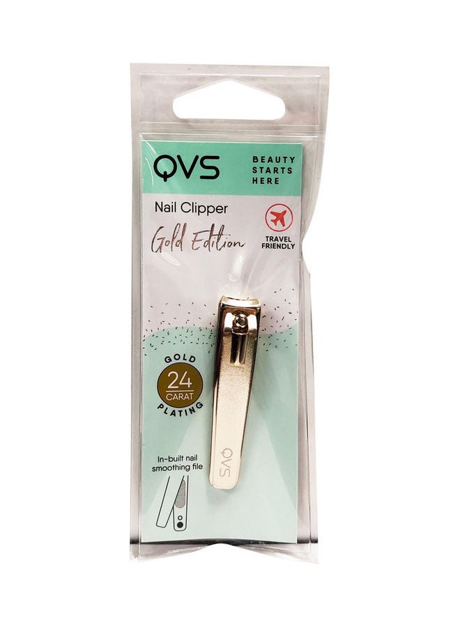 QVS Nail Clipper Curved Blades Gold 
