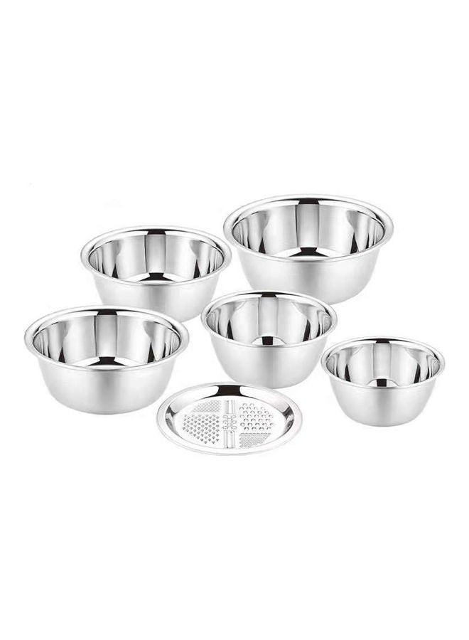 Mixing And Nesting Bowl Set With Grater Plate Silver 28x28x15cm