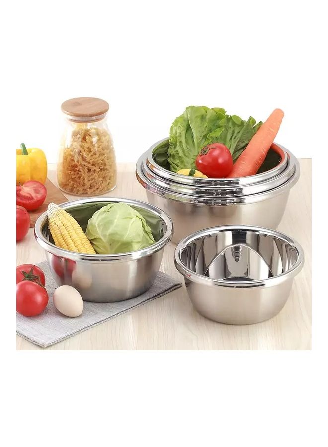 Mixing And Nesting Bowl Set With Grater Plate Silver 28x28x15cm