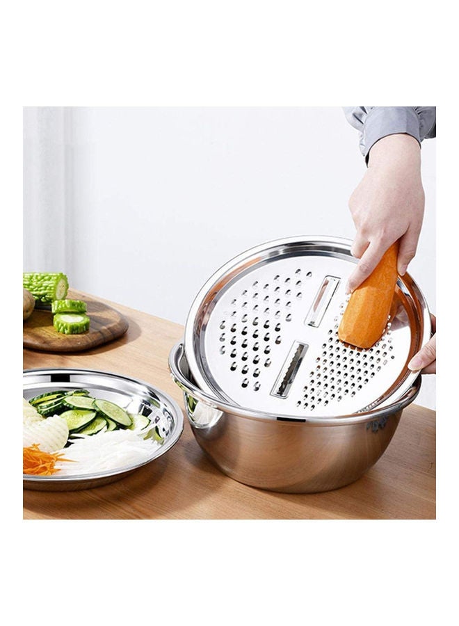 ARTC 3 In 1 Multifunctional Basin Bowl Set With Grater Silver 26x26x11cm - Image 2