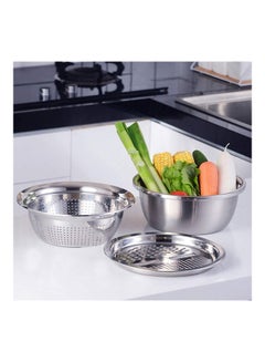 4 In 1 Multifunctional Stainless Steel Basin Bowl Set With Grater Silver 26x26x11cm - v1639897095/N52196293A_4