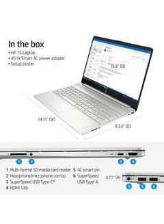 HP 15-dy2091wm (Upgraded Version) Laptop With 15-Inch HD Display, 11th Gen Core i3-1115G4 Processor/8GB RAM/256GB SSD/Intel Iris Graphics/Windows 11 English/Arabic Silver  - Image 4
