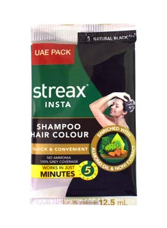 Streax Insta Shampoo Hair Colour Sachet 1 Natural Black 25ml 