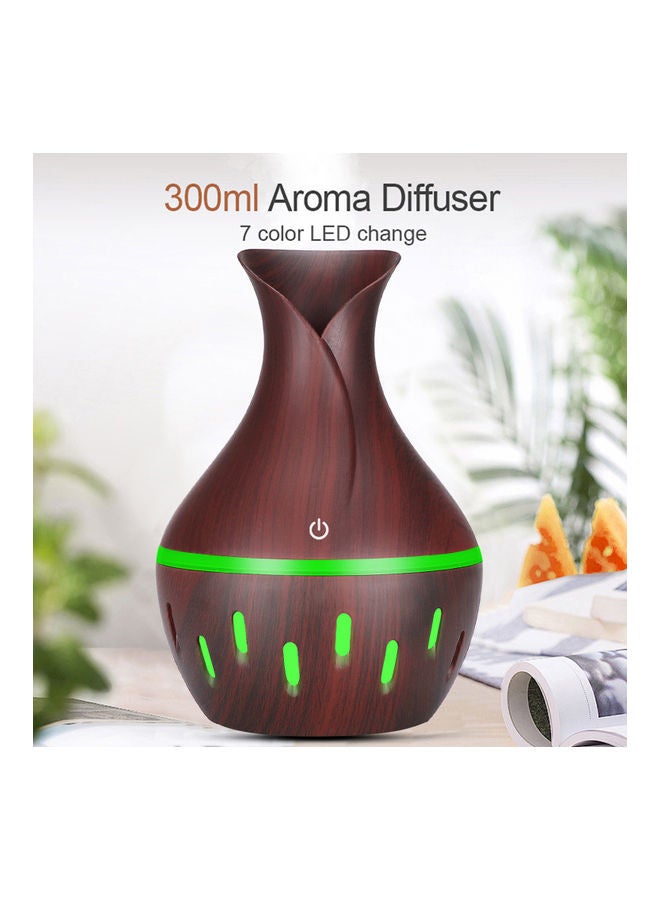 Generic Aroma Aromatherapy Essential Oil Diffuser Air Humidifier Purifier Vase Shape Mist Maker with LED Lights Light Brown  - Image 5