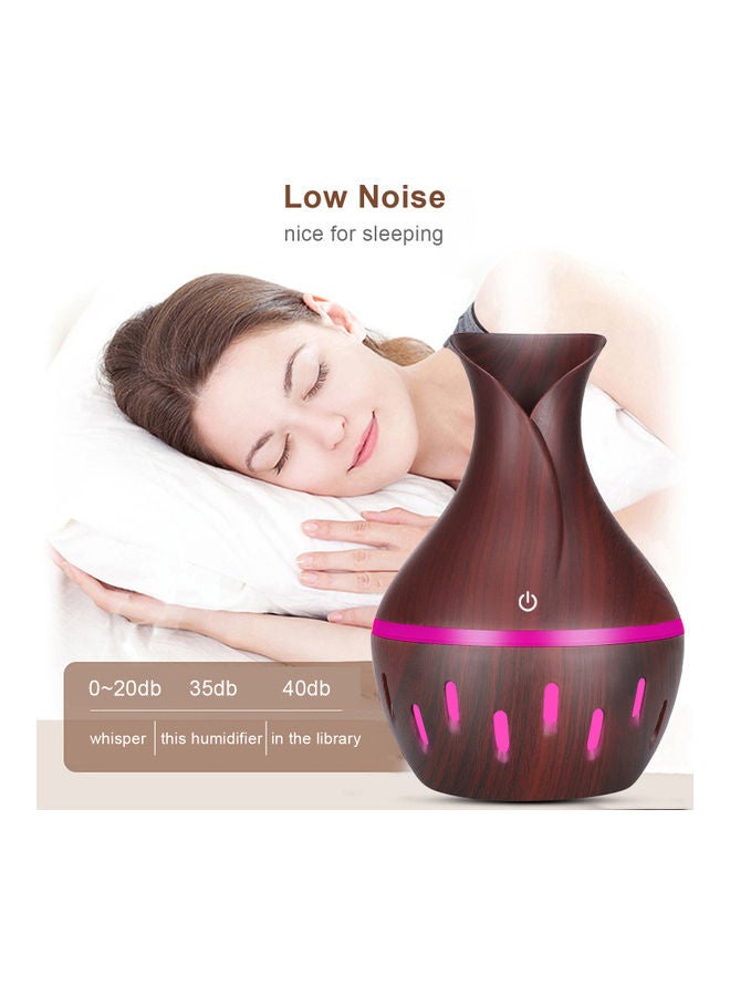 Generic Aroma Aromatherapy Essential Oil Diffuser Air Humidifier Purifier Vase Shape Mist Maker with LED Lights Light Brown  - Image 2