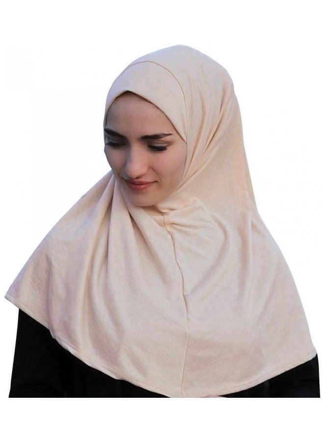 ليندا غطاء حجاب عصري سادة من القطن  بتصميم إسلامي للنساء بني  - Image 1