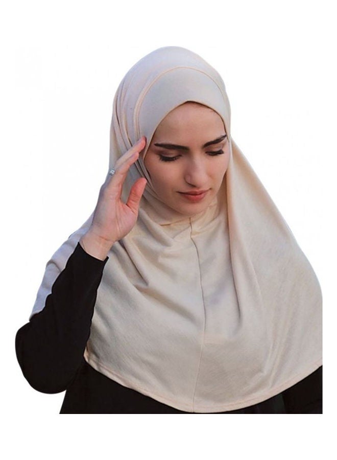 ليندا غطاء حجاب عصري سادة من القطن  بتصميم إسلامي للنساء بني  - Image 2
