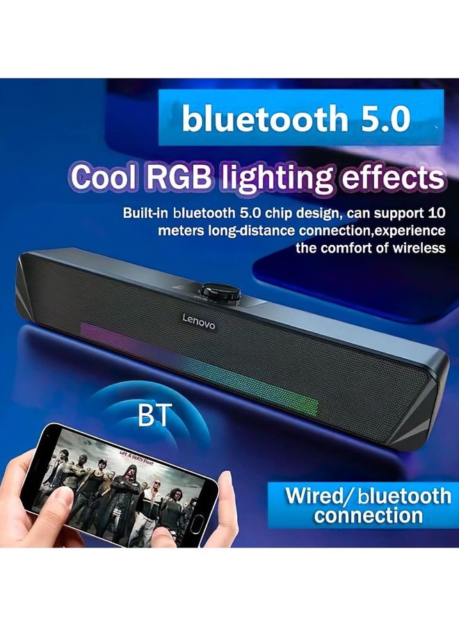 Lenovo Thinkplus TV computer desktop wired soundbar TS33 speaker USB connection with Bluetooth function Black  - Image 4