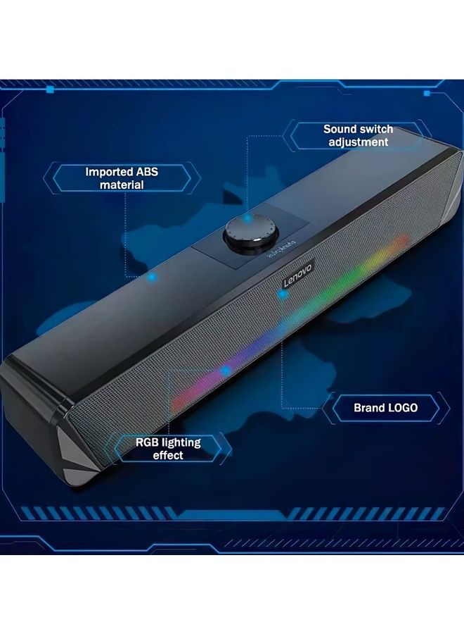 Lenovo Thinkplus TV computer desktop wired soundbar TS33 speaker USB connection with Bluetooth function Black  - Image 5
