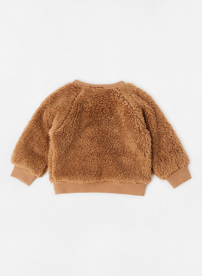 NAME IT Baby Faux Fur Sweatshirt Brown  - Image 2