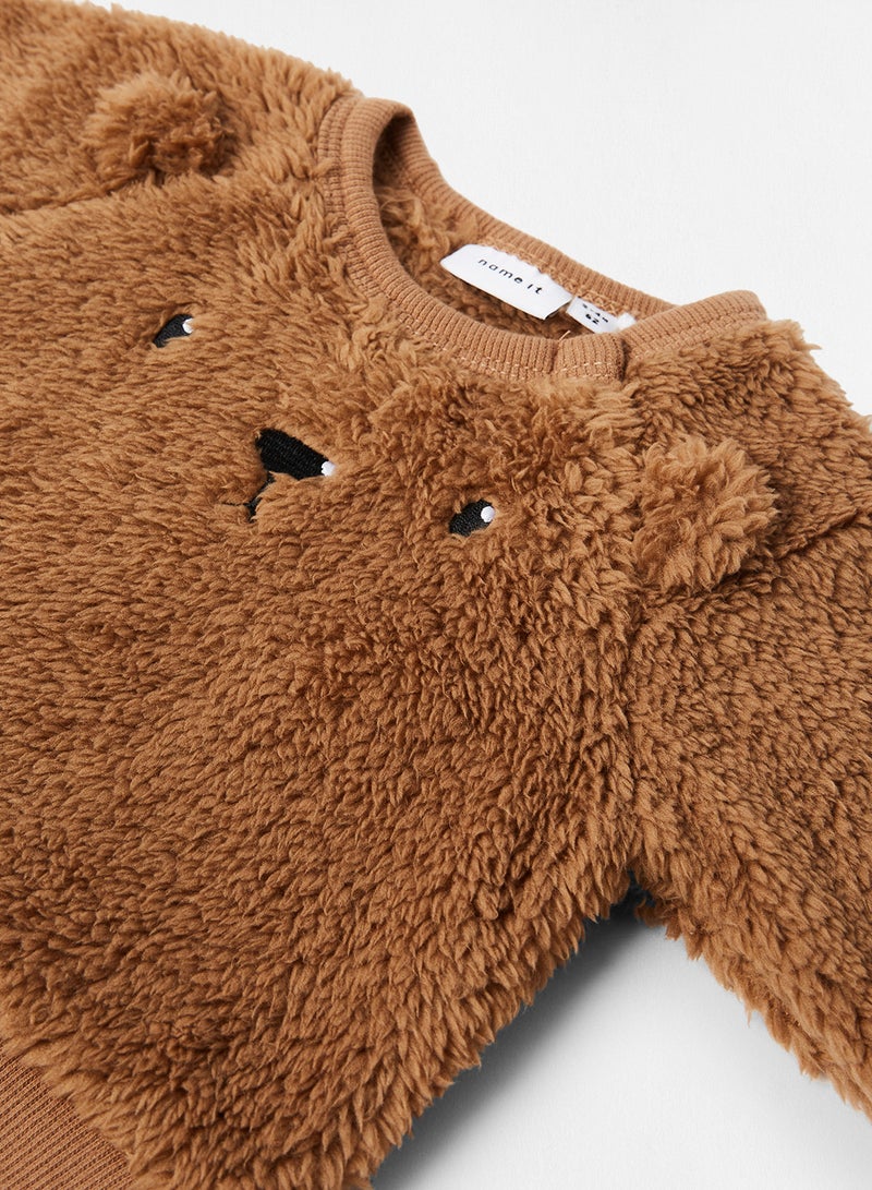 NAME IT Baby Faux Fur Sweatshirt Brown  - Image 3