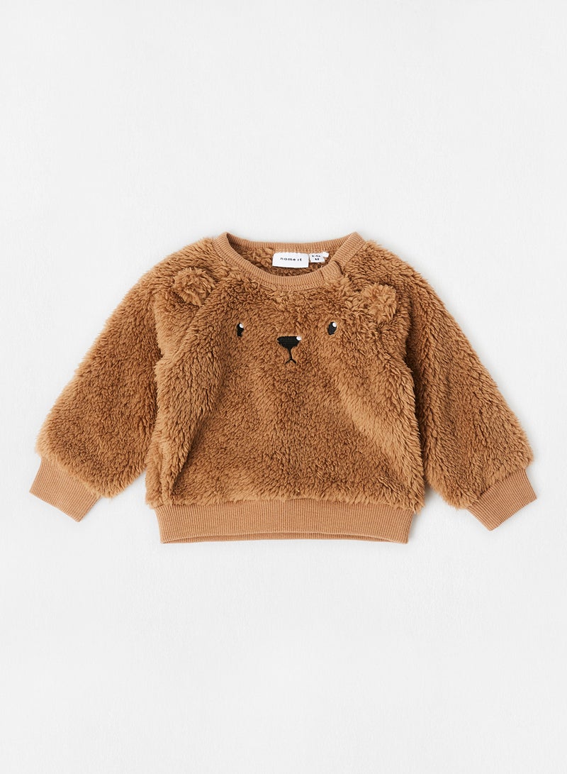NAME IT Baby Faux Fur Sweatshirt Brown  - Image 1