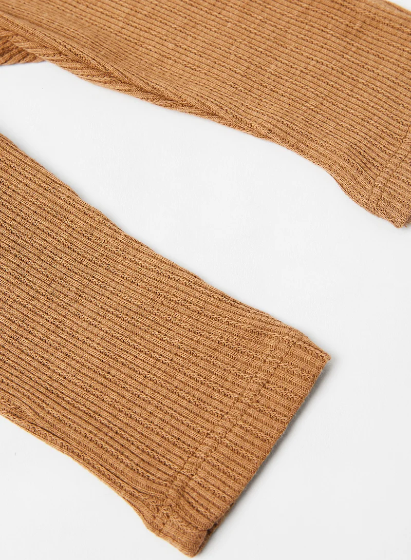 NAME IT Baby Ribbed Leggings Toasted Coconut