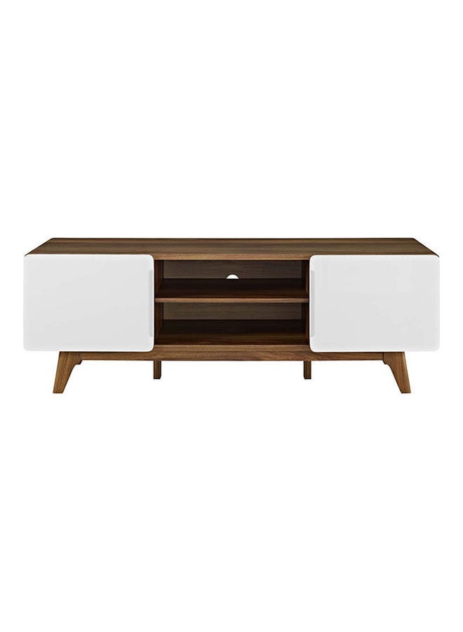 مودواي 59-Inch Tread Mid Century Modern TV Stand Walnut White 45.7x50.8x149.9cm - Image 2