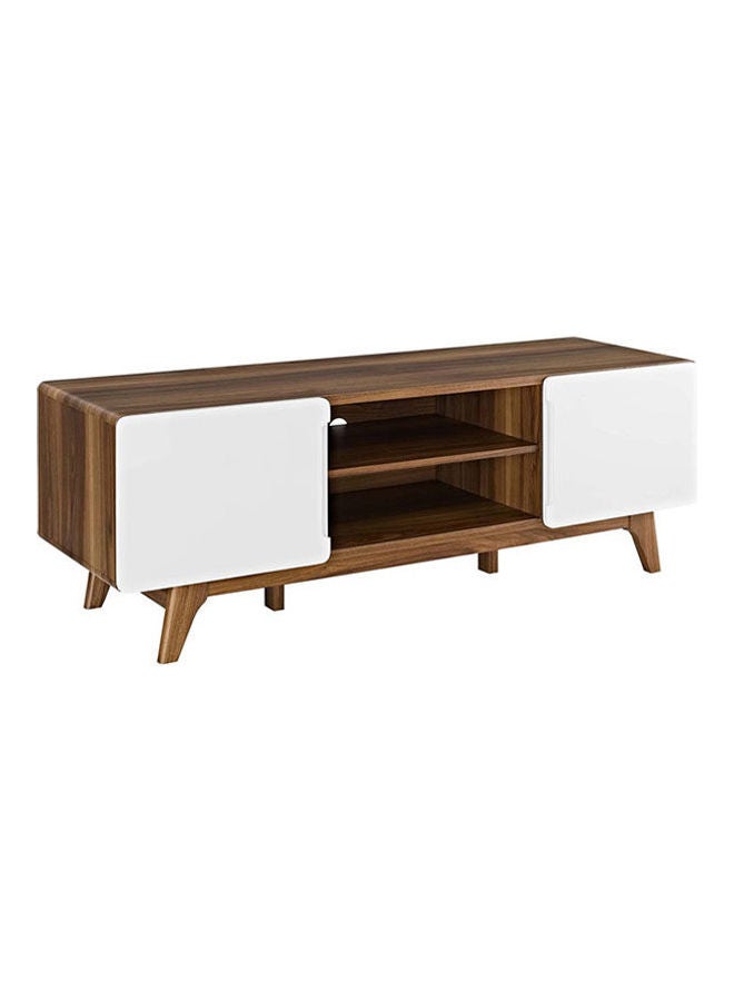 مودواي 59-Inch Tread Mid Century Modern TV Stand Walnut White 45.7x50.8x149.9cm - Image 1