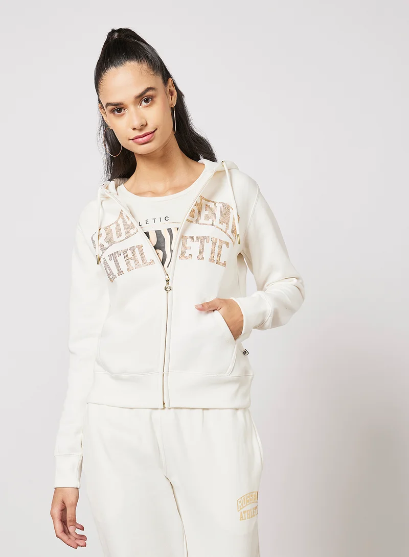 Russell Athletic Logo Zip-Through Hoodie Ivory