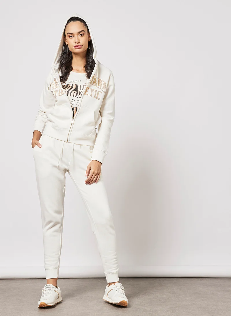 Russell Athletic Logo Zip-Through Hoodie Ivory