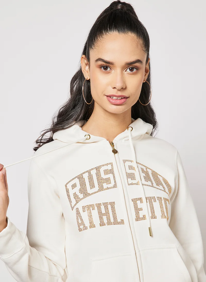 Russell Athletic Logo Zip-Through Hoodie Ivory