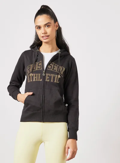 Russell Athletic Logo Zip-Through Hoodie Black