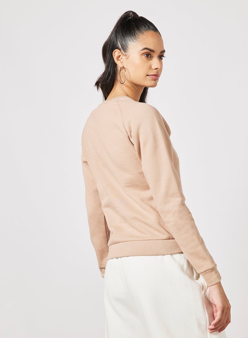 Russell Athletic - Logo Raglan Sweatshirt Beige - Image 1