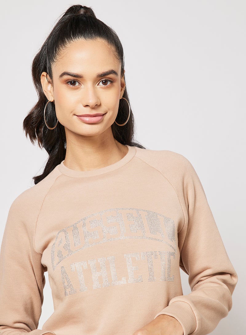 Russell Athletic - Logo Raglan Sweatshirt Beige - Image 1