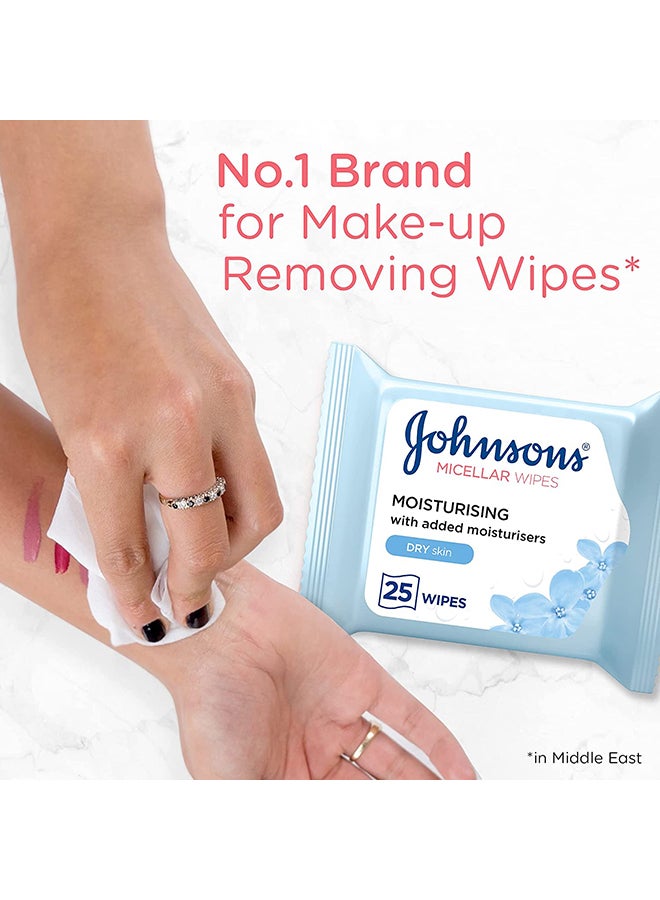 Johnson's - Cleansing And Daily Essentials Moisturizing Dry Skin 25 wipes Pack of 2 White - Image 1