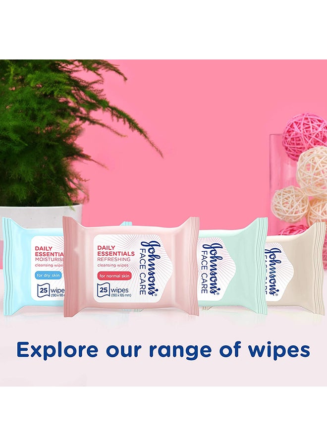 Johnson's - Cleansing And Daily Essentials Moisturizing Dry Skin 25 wipes Pack of 2 White - Image 1