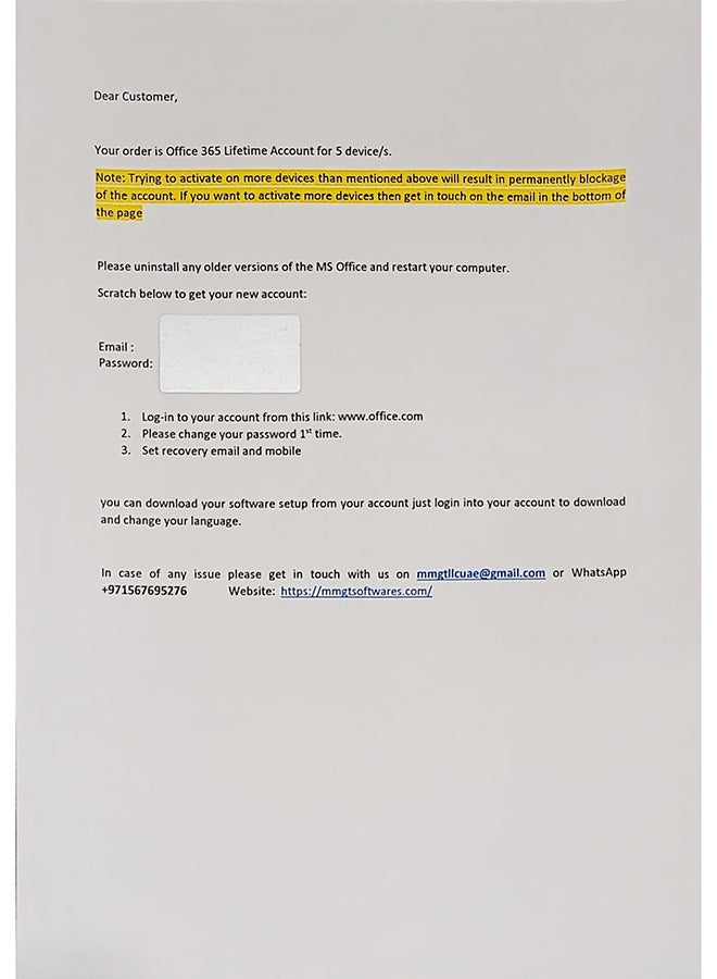 Microsoft Office 365 New Account Lifetime 5 Devices & One Drive Multicolour  - Image 2
