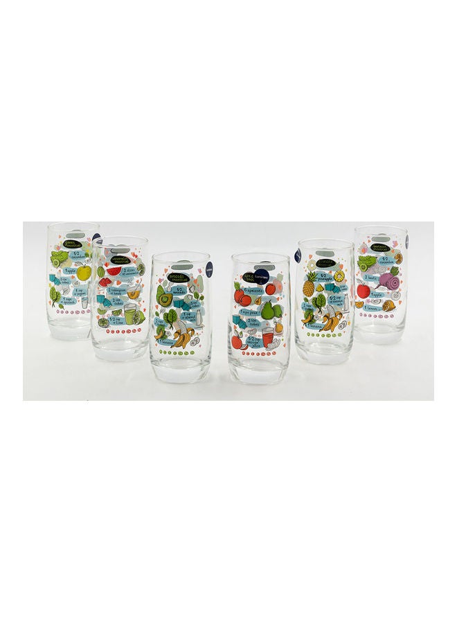 لومينارك طقم أكواب زجاجية متعددة الاستخدامات مكون من 6 قطع وردي / بنفسجي / أصفر 6x6x15سم