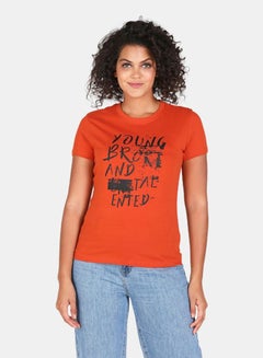 Graphic Printed Crew Neck T-Shirt Copper