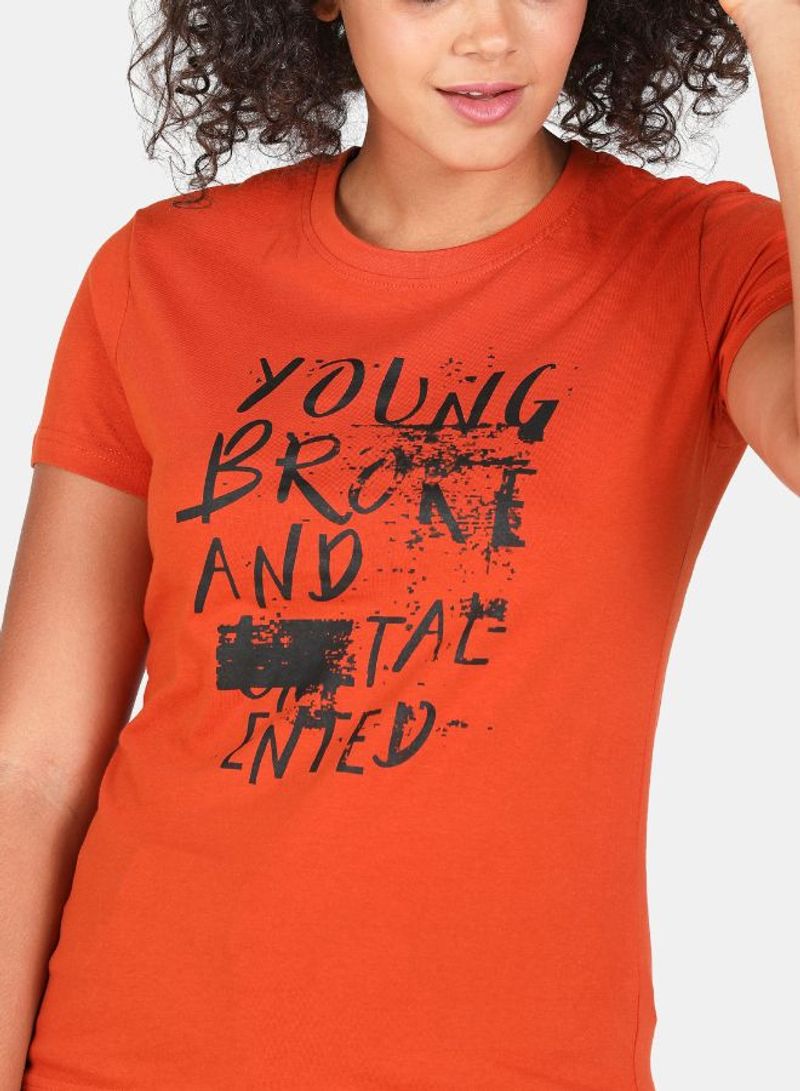 DRIP - Graphic Printed Crew Neck T-Shirt Copper - Image 1