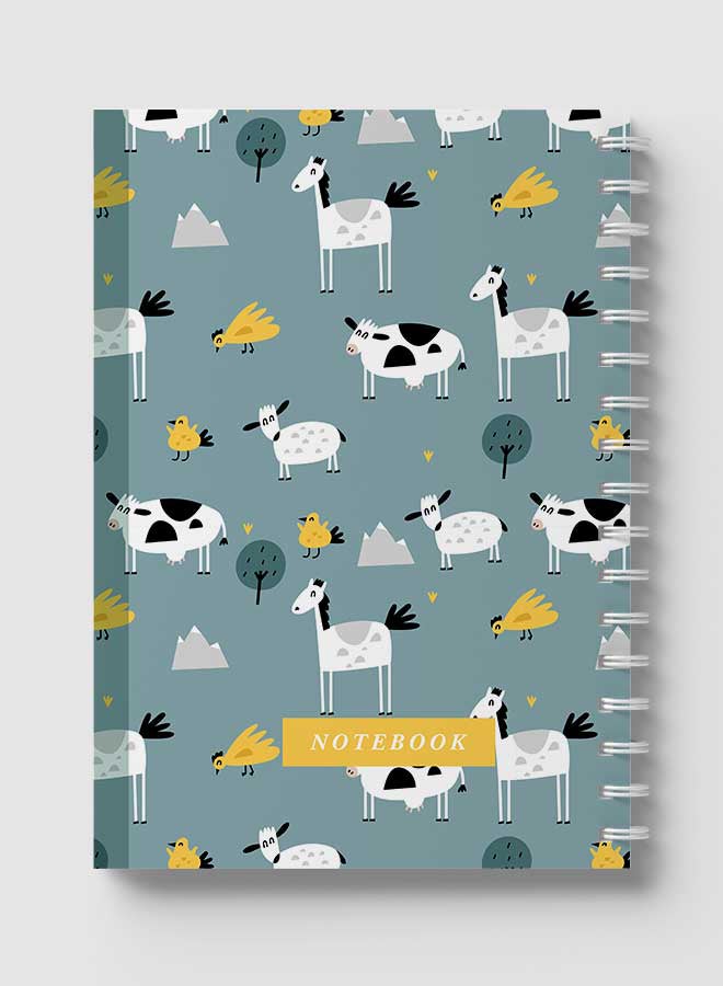 لوحة دفتر ملاحظات حلزوني للمدرسة أو الأعمال مع 60 ورقة من الرسم التوضيحي لنواقل الحيوانات متعدد الألوان - Image 5