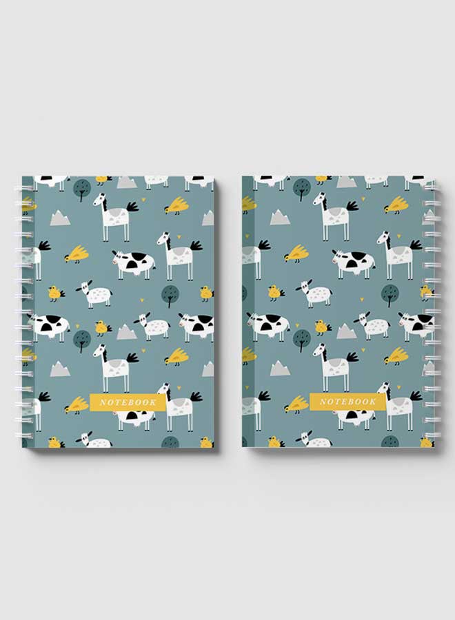 لوحة دفتر ملاحظات حلزوني للمدرسة أو الأعمال مع 60 ورقة من الرسم التوضيحي لنواقل الحيوانات متعدد الألوان - Image 4